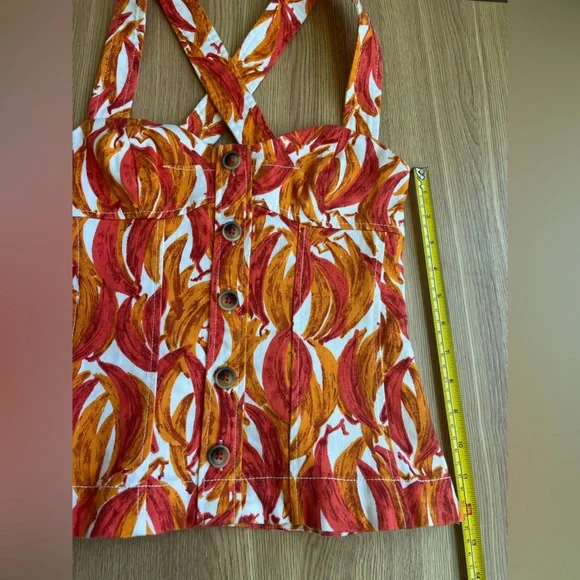 Maeve Shirt Womens Banana Print Cross Back Tank Cami Size 00 Boho Tropical - Picture 10 of 10